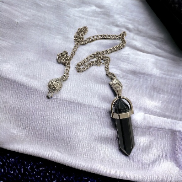 Obsidian Pendulum Black Spiritual Remove Blocks Psychic Balancing Healing - Picture 1 of 7
